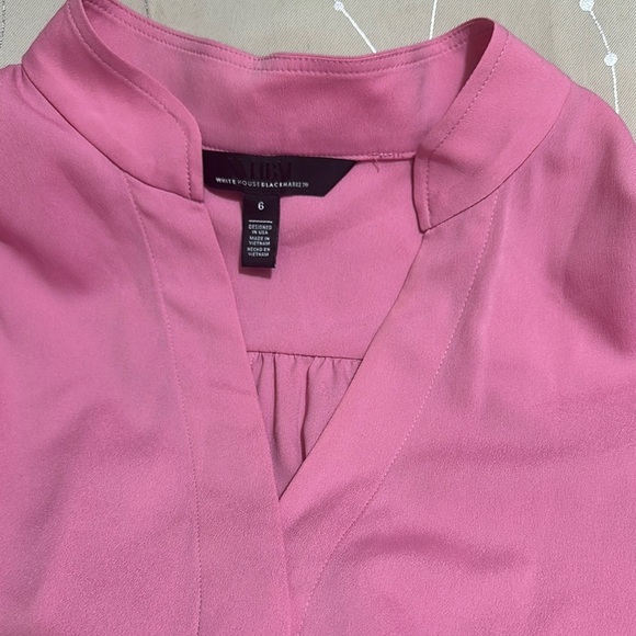 White House Black Market Pink Fitted Puff Sleeve Blouse - Picture 4 of 9